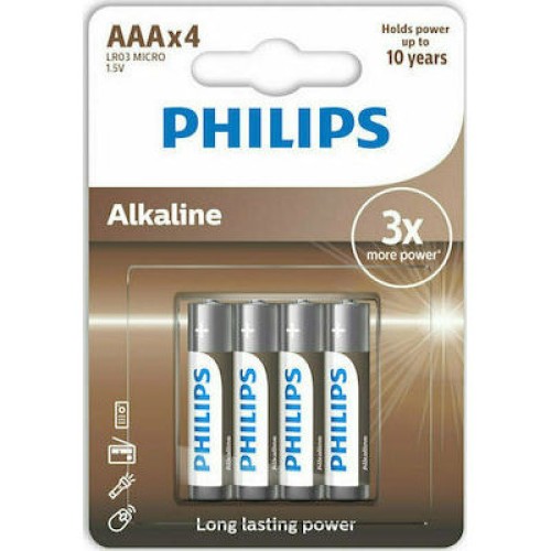 ΜΠΑΤΑΡΙΑ ΑΛΚΑΛ PHILIPS LR03A4B/GRS (4895229107991) ΑΑΑ/4ΤΜΧ